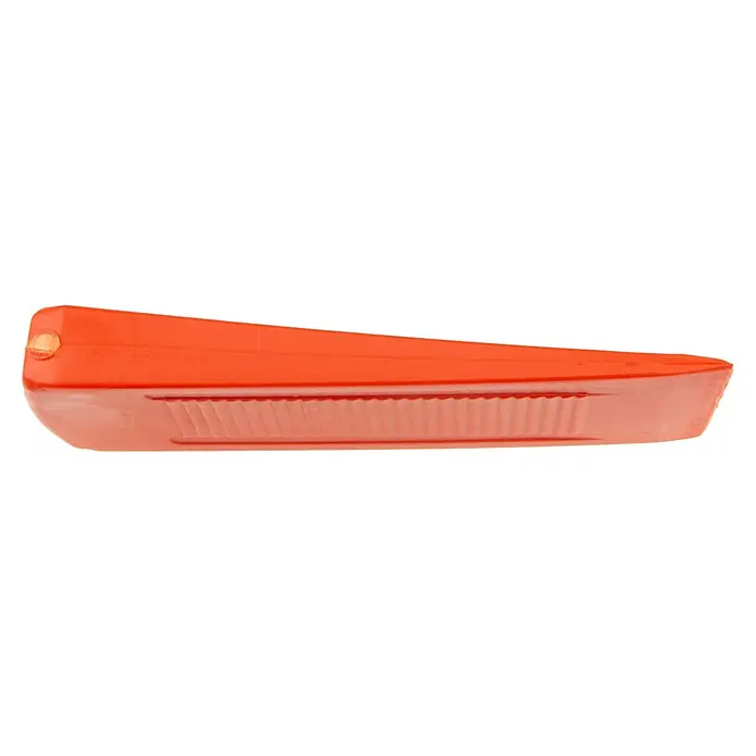 Stubai Fäll- & Spaltkeil Bison - Kunststoff, Länge: 240 mm - Nahaufnahme eines orangefarbenen Türstoppers aus Kunststoff, der das Öffnen und Schliessen von Türen verhindern soll.