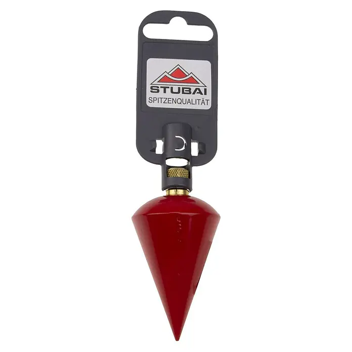 Stubai Senklot - 250 g, 70 mm, Stahl, Pulverbeschichtet - Senklot von Stubai, rot lackiert, mit goldfarbenem Messingkopf und Aufhängevorrichtung. Präzises Werkzeug für Bau und Handwerk.