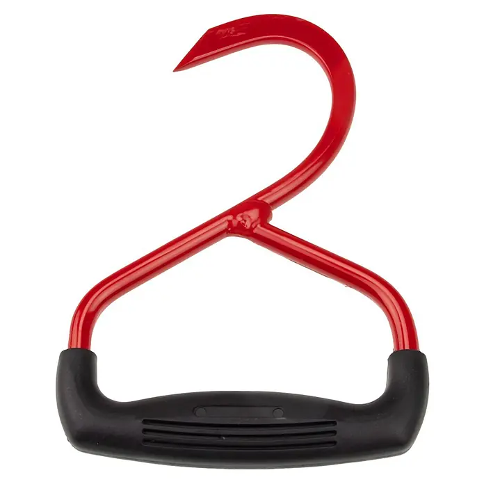 Stubai Packhaken -  - Eine rote Holzzange mit schwarzem Griff, ideal zum einfachen und sicheren Heben von Holzstämmen. Praktisches Werkzeug für Kaminholz.