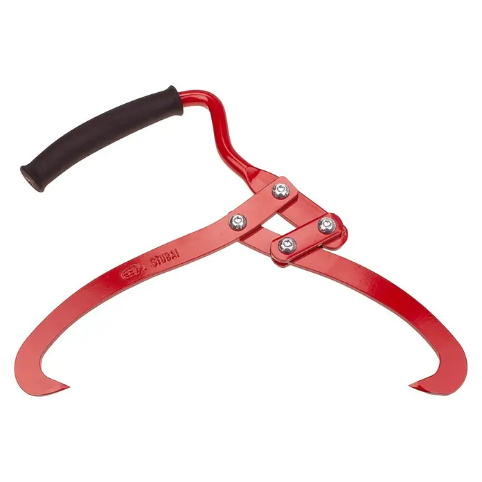 Stubai Handpackzange - Passend für: Stammdurchmesser bis 265 mm - Rote Stubai-Holzzange mit schwarzem Griff, ideal zum Heben und Bewegen von Baumstämmen und Holz.