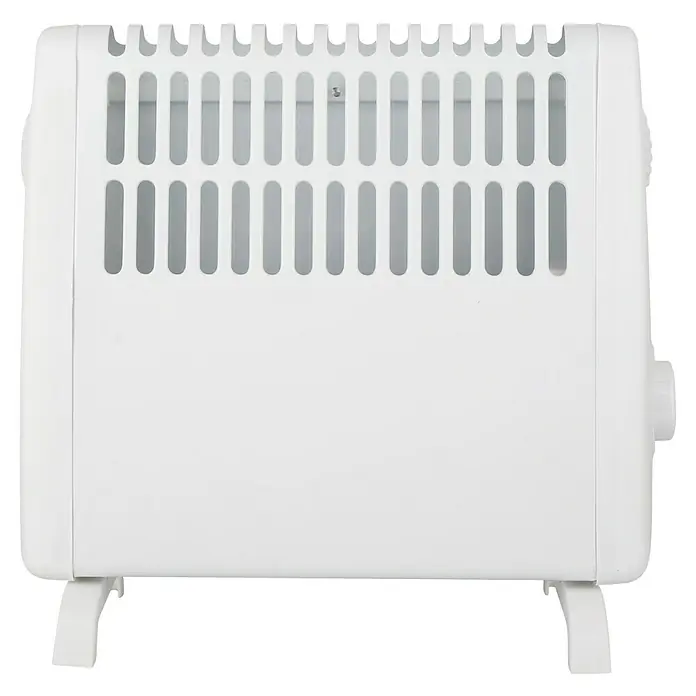 Voltomat Frostwächter - 500 W, Raumgröße bis ca. 10 m², Weiß - Nahaufnahme einer weißen Elektroheizung mit Lüftungsschlitzen und Bedienelementen.