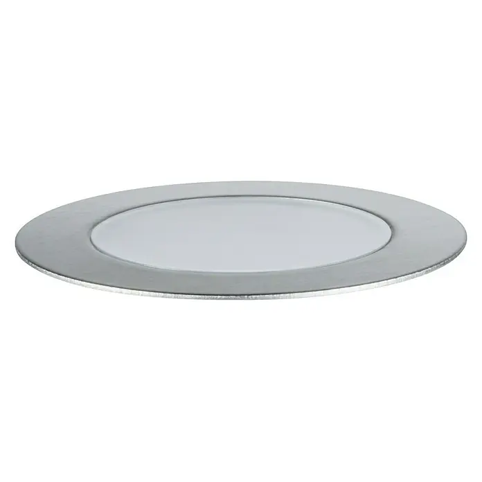 Paulmann Plug & Shine Bodeneinbauleuchten-Basis-Set LED-Bodeneinbauleuchte Floor Eco - 7 x 3 cm, Warmweiß, Silber - Elegante silberne flache Platte, ideal für stilvolle Tischdekorationen und festliche Anlässe. Das edle Design verleiht jedem Tisch das gewisse Etwas.