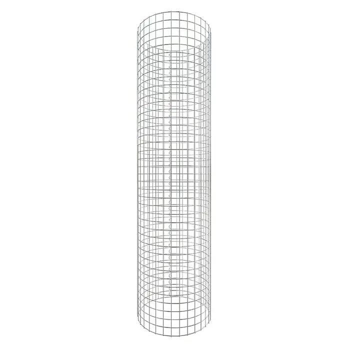 Gabiona Gabionensäule - Durchmesser: 52 cm, Höhe: 200 cm, Stahl, Maschenbreite: 50 mm, Maschenhöhe: 50 mm, Verschlussart Gabione: Spirale - Bild eines zylindrischen Baumschutzes aus verzinktem Drahtgeflecht, der Setzlinge vor Schäden durch Tiere und Witterungseinflüsse schützt.