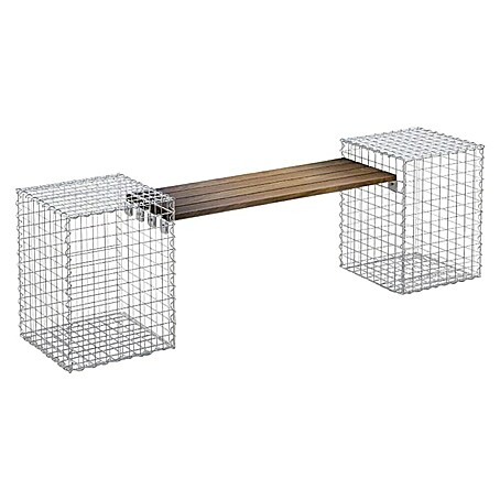 Gabiona Gabionenbank (205 x 45 x 60 cm, Stahl, Maschenbreite: 50 mm, Maschenhöhe: 50 mm, Cumaru)