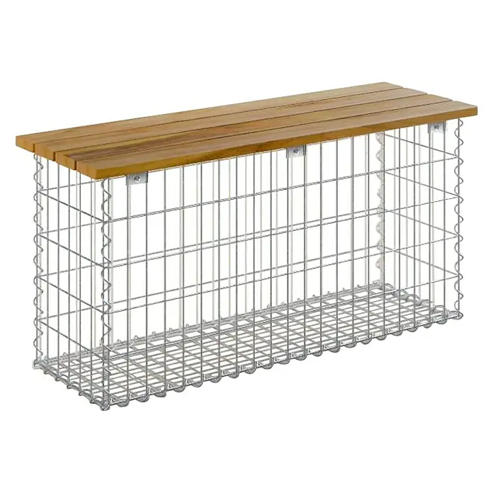 Gabiona Gabionenbank - 105 x 30 x 50 cm, Stahl, Maschenbreite: 50 mm, Maschenhöhe: 100 mm, Teak - Die Gabionenbank mit Holzplatte ist ein stilvolles Möbelstück für den Außenbereich. Die Bank kombiniert robustes Metall mit warmem Holz.