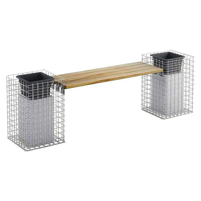 Gabiona Gabionenbank - 200 x 42 x 62 cm, Stahl, Maschenbreite: 50 mm, Maschenhöhe: 50 mm - Gartensitzbank mit Gabionen-Unterbau und Holzsitzfläche. Stilvolle Outdoor-Sitzgelegenheit mit modernem Design für Gärten und Terrassen.
