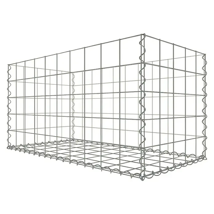 Gabiona Gabione - 100 x 50 x 50 cm, Stahl, Maschenbreite: 100 mm, Maschenhöhe: 100 mm, Bepflanzbar - Ein Gabionen-Drahtkorb mit einer rechteckigen Form, geeignet für den Einsatz in der Landschaftsgestaltung und im Bauwesen.