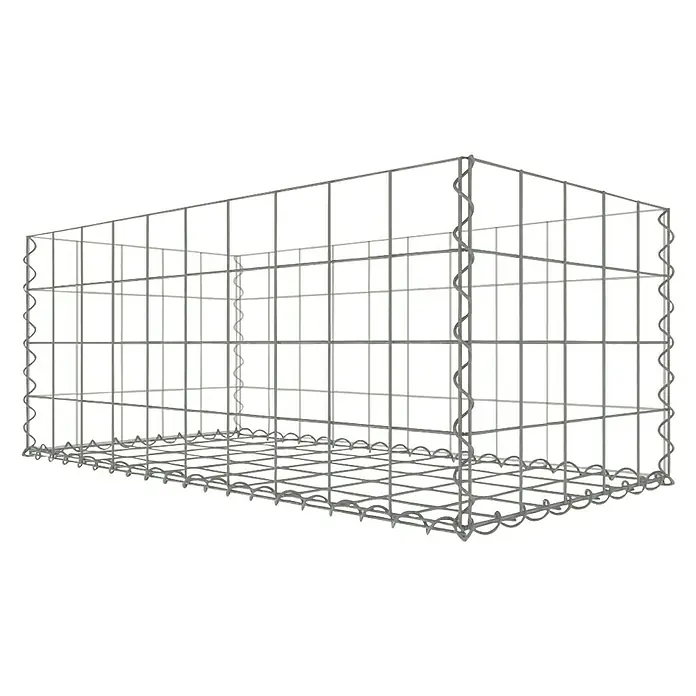 Gabiona Gabione - 100 x 50 x 40 cm, Stahl, Maschenbreite: 100 mm, Maschenhöhe: 100 mm, Bepflanzbar - Darstellung eines Gabionenkorbs aus Metalldraht, ideal zur Gestaltung von Außenbereichen. Robuste Konstruktion für vielseitige Anwendungen im Gartenbau.
