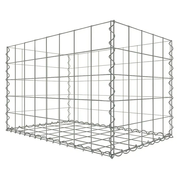 Gabiona Gabione - 80 x 50 x 50 cm, Stahl, Maschenbreite: 100 mm, Maschenhöhe: 100 mm, Bepflanzbar - Das Bild zeigt einen Gabionenkorb aus Drahtgeflecht. Gabionen sind vielseitig einsetzbar im Garten- und Landschaftsbau und dienen als Stützmauer.