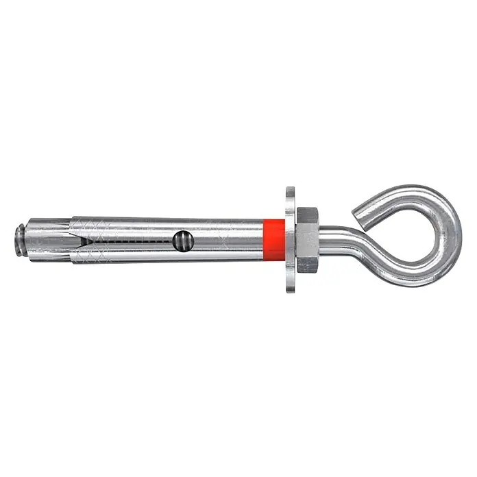 Fischer Taco de anclaje para cargas pesadas FSL 8 - Ø x L: 6 x 45 mm, 4 ud. - Un anclaje de perno con un extremo de gancho, ideal para aplicaciones de suspensión segura y permanente. Fijación robusta.