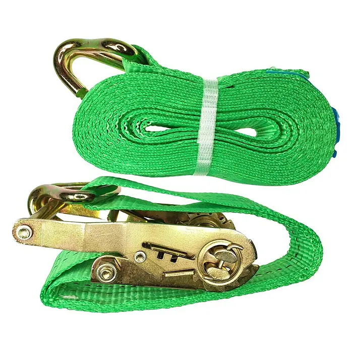 Spanngurt Set mit Ratsche und Spitzhaken6 m x 35 mm, Belastbarkeit: 1.000 kg - Grüner Spanngurt mit Haken und Ratsche zum sicheren Verzurren von Ladung. Ideal für Transport und Ladungssicherung.