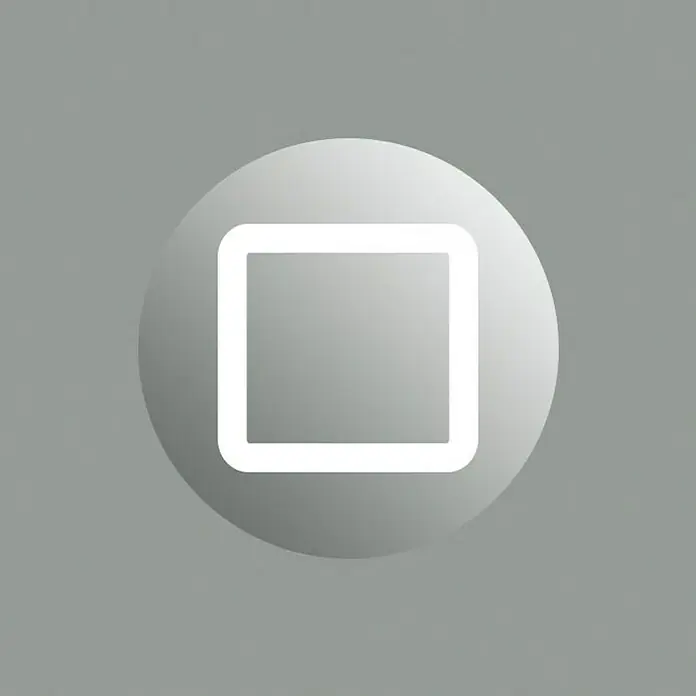 DSK Lichtspiegel Silver Futura - 140 x 70 cm - Graues Stopp-Symbol mit abgerundetem Quadrat in einem Kreis, minimalistisches Design für Multimedia-Anwendungen und Benutzeroberflächen.