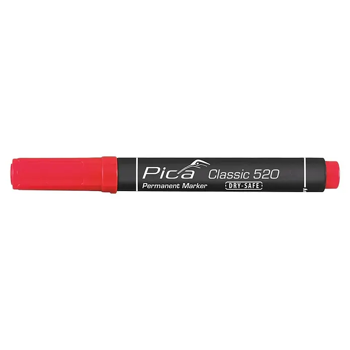 Permanentmarker Pica 520/46 - Strichstärke: 1 mm - 4 mm, Rot - Pica Classic 520 Permanentmarker in Rot, ideal für dauerhafte Markierungen auf verschiedenen Oberflächen. Zuverlässig und langlebig.