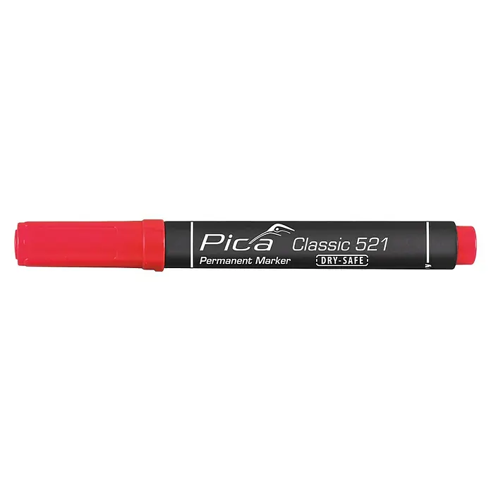 Permanentmarker Pica 521/40 - Strichstärke: 2 mm - 6 mm, Rot - Roter Pica Classic 521 Permanentmarker, ideal zum Markieren auf verschiedenen Oberflächen, mit schnelltrocknender, wasserfester Tinte für dauerhafte Ergebnisse.