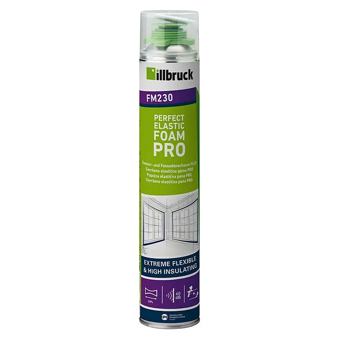 Illbruck Fensterschaum + FM230 - 750 ml, Kunststoff - Das illbruck FM230 ist ein hochelastischer und gut isolierender PU-Schaum für Fenster- und Fassadenarbeiten im Profibereich.