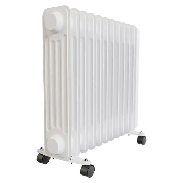 Voltomat HEATING Ölradiator - 2.500 W, Raumgröße bis ca. 25 m², Weiß - Weißer Ölradiator mit Rollen für flexible Wärme. Ideal für Zuhause und Büro.