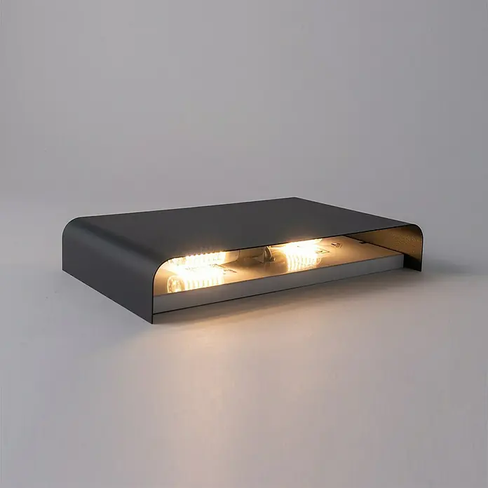 Wandleuchte - 80 W, Graphit, G9 - Schwarze Tischleuchte mit warmem Lichtschein, perfekt als Nachttischlampe oder zur Akzentbeleuchtung im Wohnbereich.
