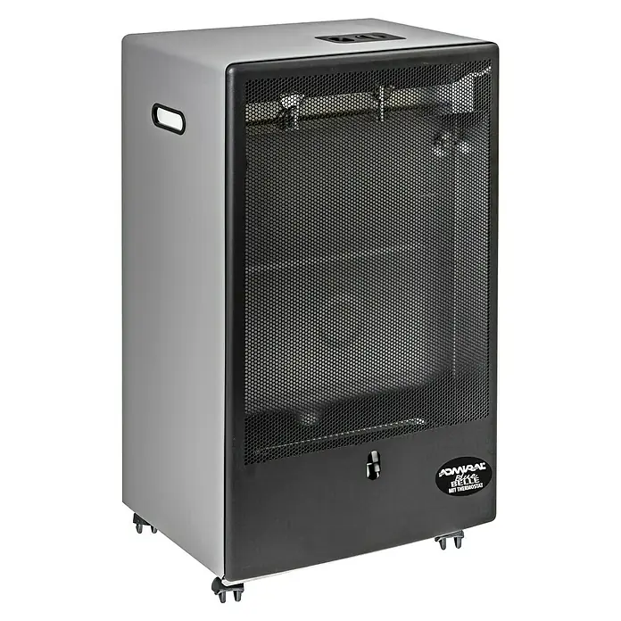 Admiral Gasheizer Blue Belle - Thermostat, 2,5 kW - 4,2 kW, Piezo-Zündung, Anwendungsbereich: Innen - Der Admiral Blue Belle Heizofen mit Thermostat ist ein tragbares Gerät, ideal für zusätzliche Wärme. Kompakte Bauweise mit Rollen für einfachen Transport.