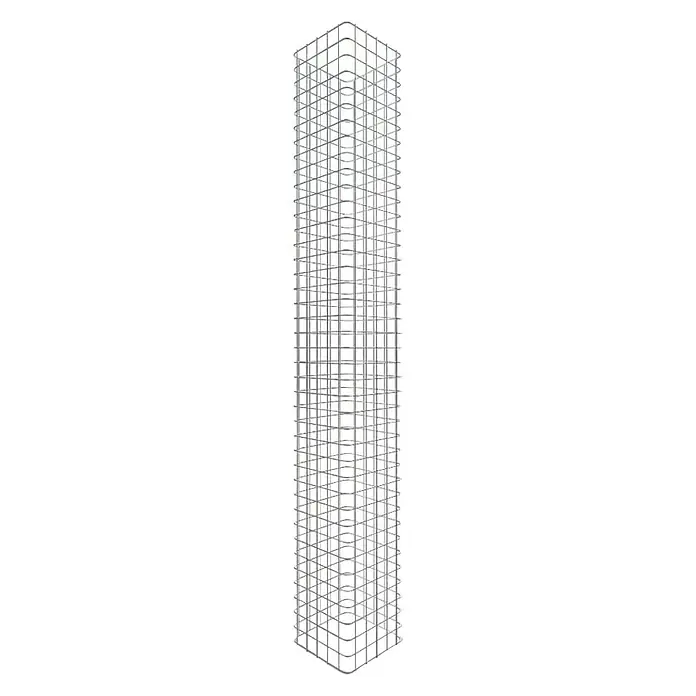 Gabiona Gabionensäule - 27 x 27 x 200 cm, Stahl, Maschenbreite: 50 mm, Maschenhöhe: 50 mm, Verschweißt - Weißer Pflanzenturm im modernen Design. Ideal für Kletterpflanzen oder als dekoratives Element.