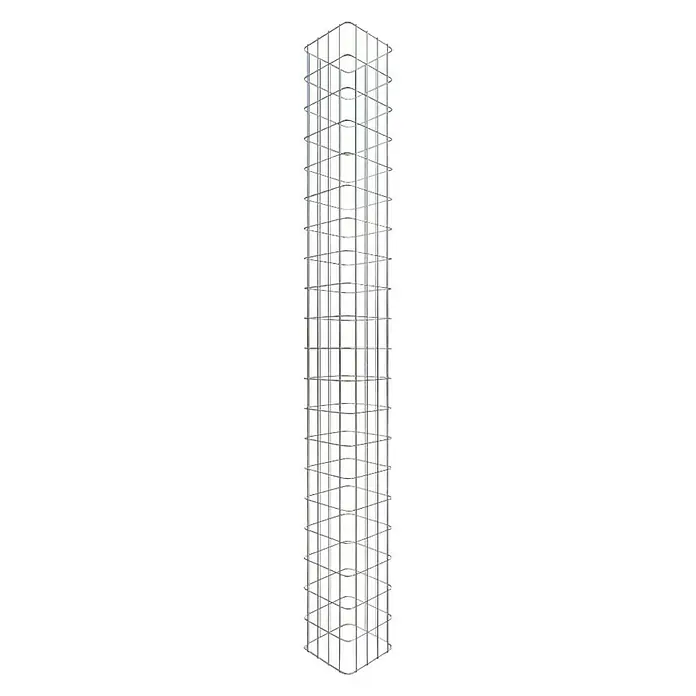 Gabiona Gabione - L x B x H: 22 x 22 x 200 cm, Maschenbreite: 50 mm, Verschlussart Gabione: Verschweißt - Ein eleganter, silberfarbener Pflanzenturm, ideal für Kletterpflanzen und zur Dekoration von Gärten und Innenräumen.