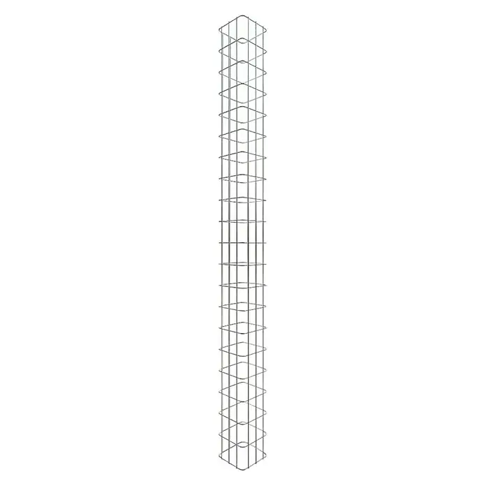 Gabiona Gabionensäule - 17 x 17 x 200 cm, Stahl, Maschenbreite: 50 mm, Maschenhöhe: 100 mm, Verschweißt - Ein schlanker, silberner Pflanzenturm, der Pflanzenwuchs unterstützt und ein modernes, dekoratives Element für den Garten oder das Haus bietet.