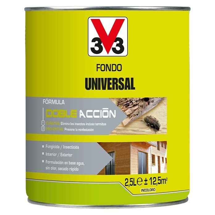 V33 Protección para madera fondo Universal Doble Acción (Incoloro, 2,5 l)