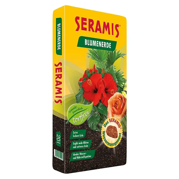 Seramis Blumenerde - 20 l, Torffrei - Die SERAMIS Blumenerde ist torffrei und umweltfreundlich. Sie sorgt für lockere Erde, mehr Blüten und satteres Grün.