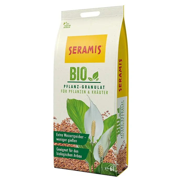 Seramis Pflanzgranulat Bio für Pflanzen & Kräuter - 6 l - Bio Pflanz-Granulat von Seramis für Pflanzen & Kräuter. 100% vegan und natürlich, extra Wasserspeicher, weniger gießen, geeignet für biologischen Anbau.