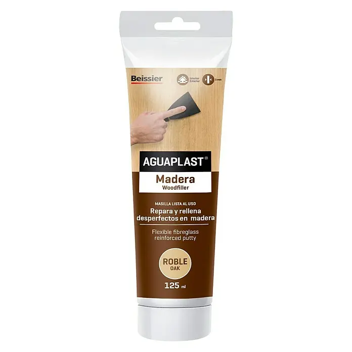 Beissier Aguaplast Masilla para madera - Roble, 125 ml - Tubo de emplaste para madera AGUAPLAST Madera, ideal para reparar y rellenar imperfecciones en madera, tanto interiores como exteriores.