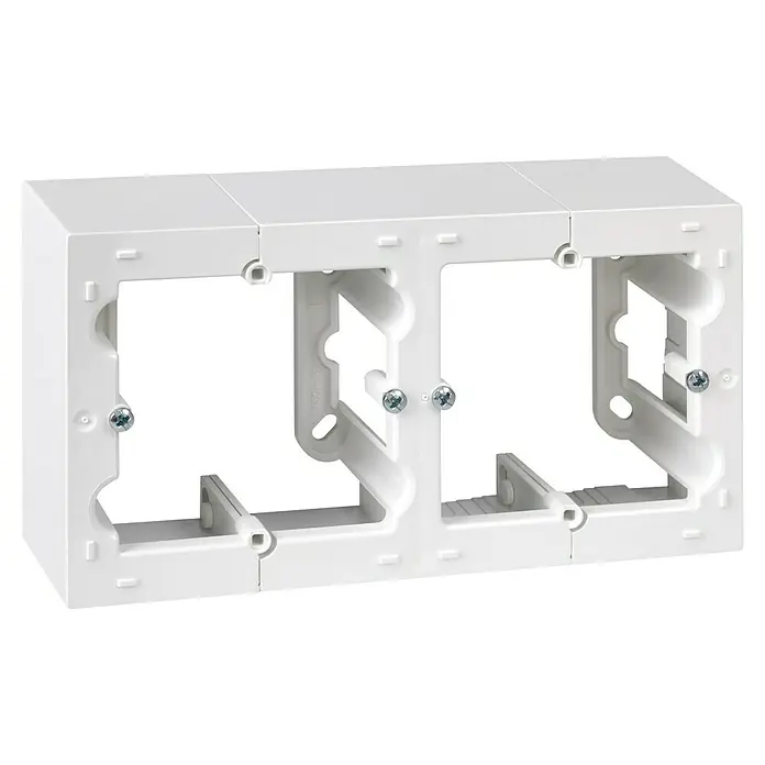 Simon 10 Caja de superficie - 4 x 8,4 x 12 cm, Colocar, Blanco - Caja de dispositivo empotrada triple en blanco, ideal para instalar interruptores y enchufes. Diseño robusto para una sujeción segura y una fácil instalación.