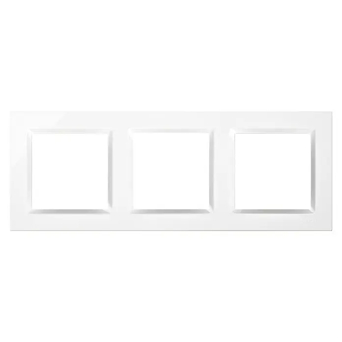 Simon 10 Marco - Blanco, Modelo de mecanismos: x 3, Plástico, Colocar - Placa triple blanca Simon con tres huecos rectangulares. Ideal para interiores modernos e instalaciones eléctricas.