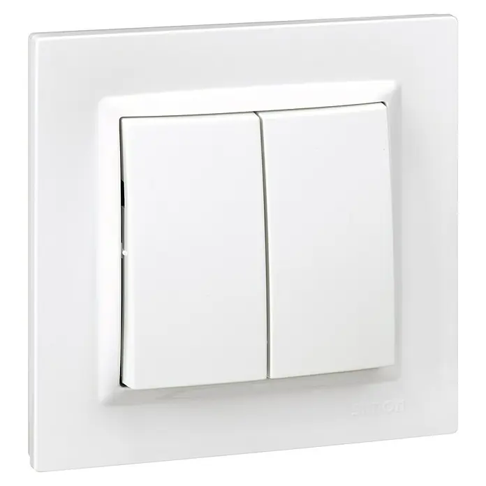 Simon 10 Conmutador doble - Blanco, 10 A, Colocar - Interruptor de luz doble blanco de Simon, perfecto para interiores modernos, con un diseño limpio y fácil de usar.
