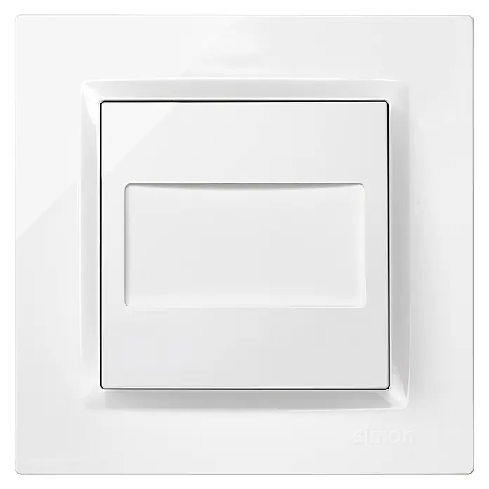Simon 10 Tapa ciega - Blanco, Plástico, IP20, Colocar - Un interruptor de luz blanco Simon con un diseño cuadrado y moderno, perfecto para interiores contemporáneos.