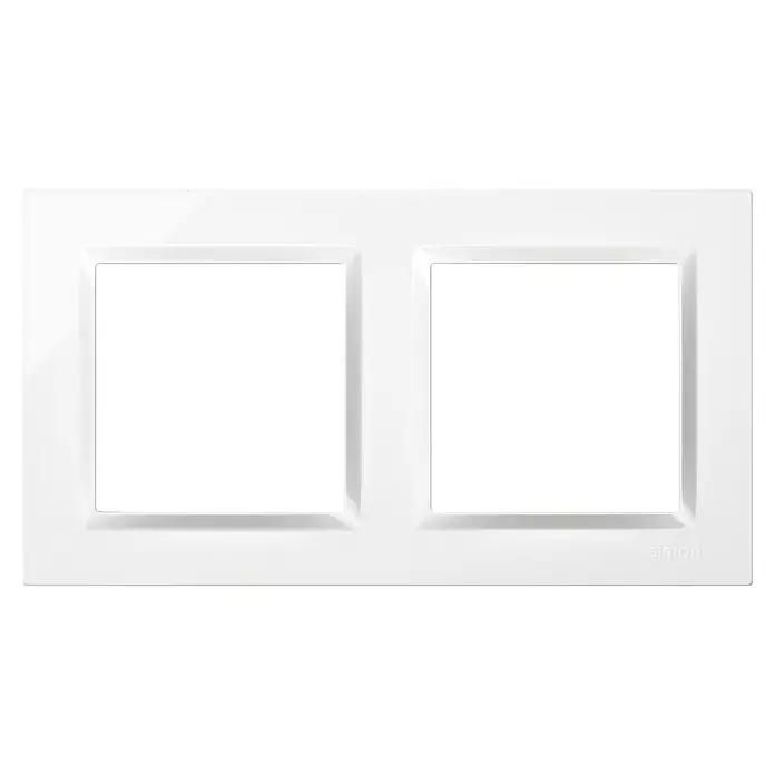 Simon 10 Marco - Blanco, Modelo de mecanismos: x 2, Plástico, Colocar - Cubierta de marco doble blanca para interruptores y enchufes de Simon, diseño simple y moderno.