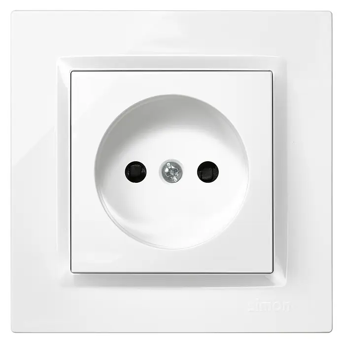 Simon 10 Enchufe bipolar - Blanco, Plástico, Montaje en superficie - Un enchufe Schuko blanco de Simon, ideal para una conexión de energía segura en el hogar. El diseño sencillo se integra perfectamente en cualquier entorno.