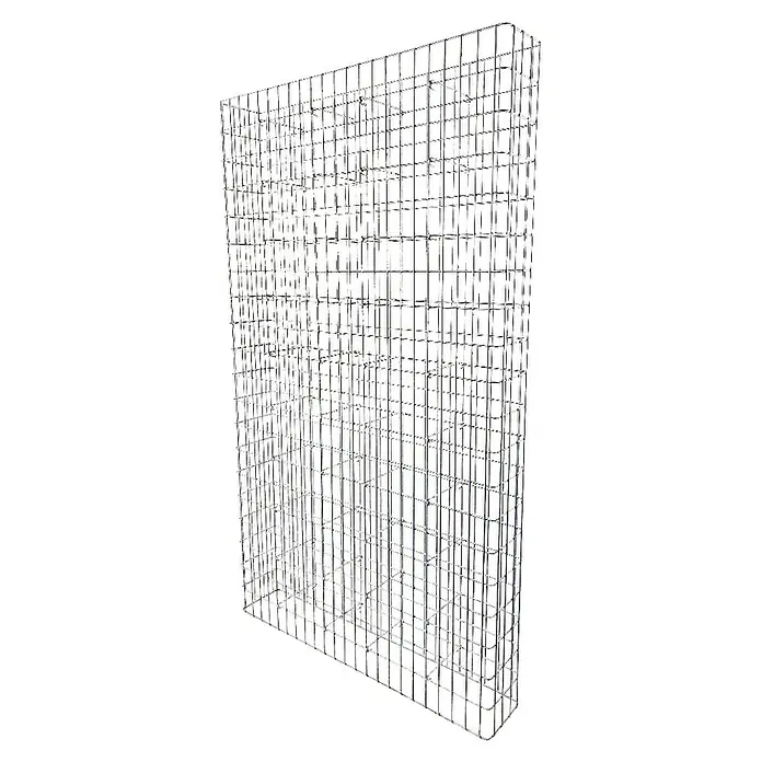 Gabiona Gabione - 117 x 22 x 200 cm, Stahl, Maschenbreite: 50 mm, Maschenhöhe: 100 mm - Detailaufnahme eines Gabionenkorbs aus verzinktem Stahldraht. Perfekt als dekorativer Sichtschutz oder zur Hangbefestigung im Garten.