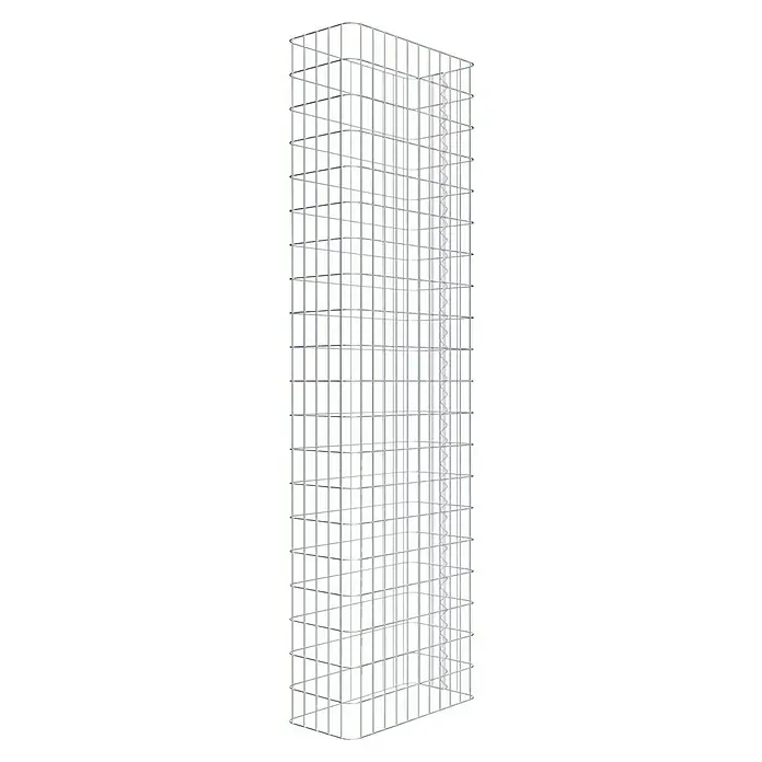 Gabiona Gabione - 57 x 27 x 200 cm, Stahl, Maschenbreite: 50 mm, Maschenhöhe: 100 mm - Ein rechteckiges Regal mit einem minimalistischen Design, ideal für moderne Wohnräume oder Büros. Die Struktur bietet viel Stauraum.