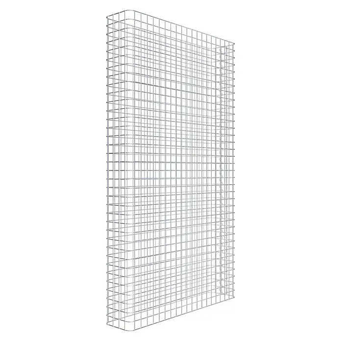 Gabiona Gabione - 102 x 22 x 180 cm, Stahl, Maschenbreite: 50 mm, Maschenhöhe: 50 mm - Das Bild zeigt eine Wand aus weißen, würfelförmigen Gitterstrukturen, die ein abstraktes und modernes Design erzeugen.