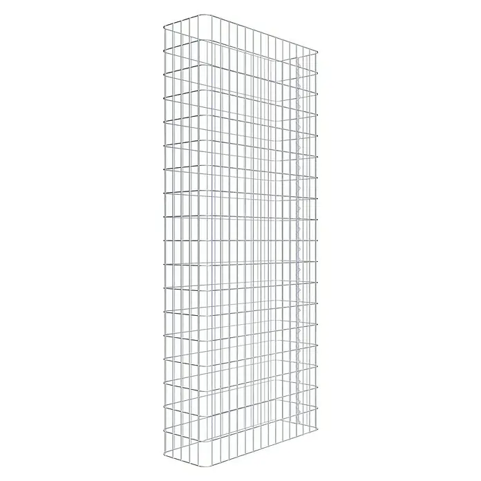 Gabiona Gabione - 77 x 27 x 180 cm, Stahl, Maschenbreite: 50 mm, Maschenhöhe: 100 mm - Gestell aus silberfarbenen Metallstangen, die ein rechteckiges, gitterartiges Muster bilden. Stabil, modern und vielseitig.