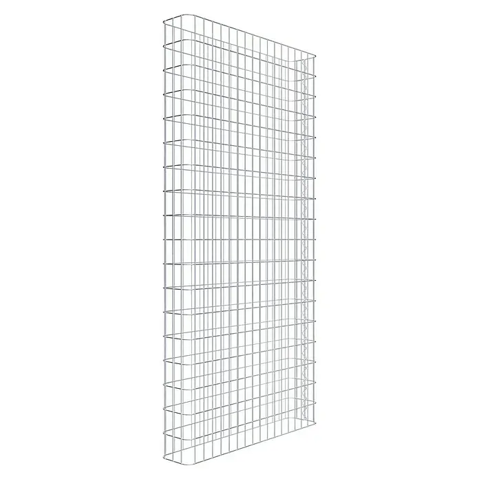 Gabiona Gabione - 87 x 17 x 180 cm, Stahl, Maschenbreite: 50 mm, Maschenhöhe: 100 mm - Bild eines silbernen Metallgitters, das für Stabilität und Struktur in verschiedenen Bauanwendungen sorgt.
