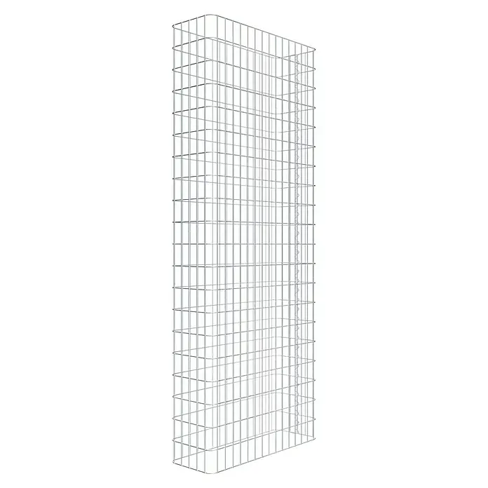 Gabiona Gabione - 77 x 27 x 200 cm, Stahl, Maschenbreite: 50 mm, Maschenhöhe: 100 mm - Metallgitterstruktur: Ein robustes, rechteckiges Gitter aus Silbermetall, ideal für industrielle Anwendungen, bietet Stabilität und Funktionalität.