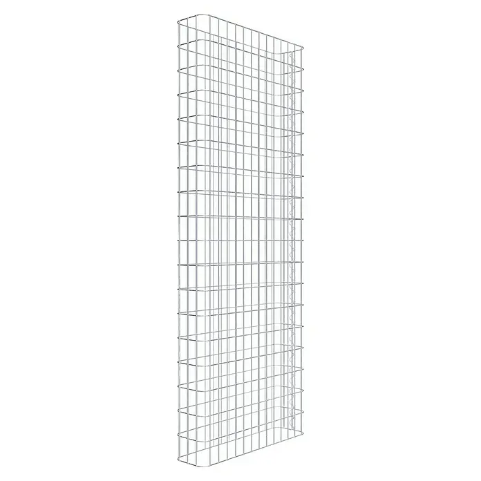 Gabiona Gabione - 67 x 17 x 180 cm, Stahl, Maschenbreite: 50 mm, Maschenhöhe: 100 mm - Das Bild zeigt einen Metallgitterrost, der Ordnung und Struktur verkörpert. Das Gitterdesign bietet Stabilität und visuelle Klarheit.