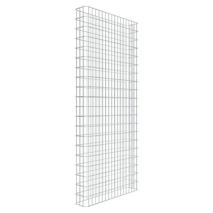Gabiona Gabione - 87 x 17 x 200 cm, Stahl, Maschenbreite: 50 mm, Maschenhöhe: 100 mm - Bild eines stilvollen, silberfarbenen Flaschenregals mit quadratischem Design und robustem Metallrahmen, ideal für Weinliebhaber.