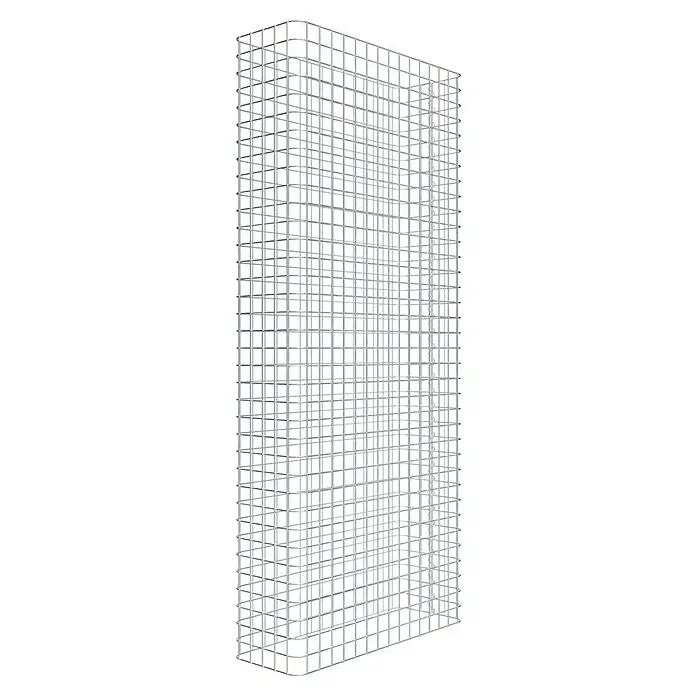Gabiona Gabione - 77 x 27 x 180 cm, Stahl, Maschenbreite: 50 mm, Maschenhöhe: 50 mm - Ansicht eines weißen Drahtgitterregals, das ein robustes und dennoch leichtes Design für Lager- und Ausstellungszwecke bietet.