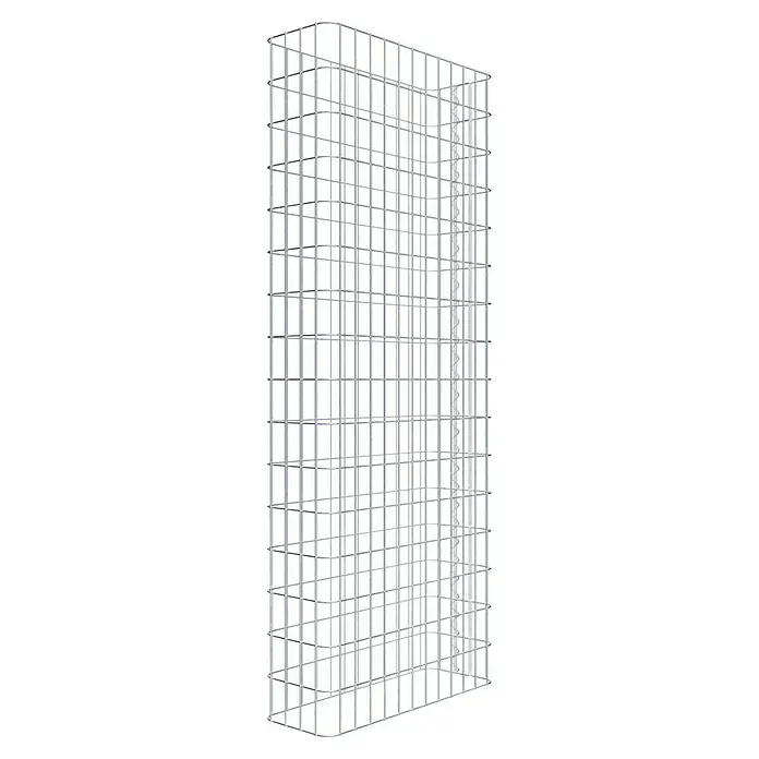 Gabiona Gabione - 62 x 22 x 160 cm, Stahl, Maschenbreite: 50 mm, Maschenhöhe: 100 mm - Das Bild zeigt ein Gitterregalsystem in Silber, ideal für Lagerung und Präsentation. Robustes Design, vielseitig einsetzbar, perfekt für Ordnung und Übersicht.