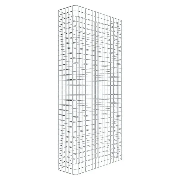 Gabiona Gabione - 77 x 27 x 160 cm, Stahl, Maschenbreite: 50 mm, Maschenhöhe: 50 mm - Silbernes Metallgitter mit quadratischen Öffnungen für industrielle oder gestalterische Zwecke, bietet Stabilität und modernes Aussehen.