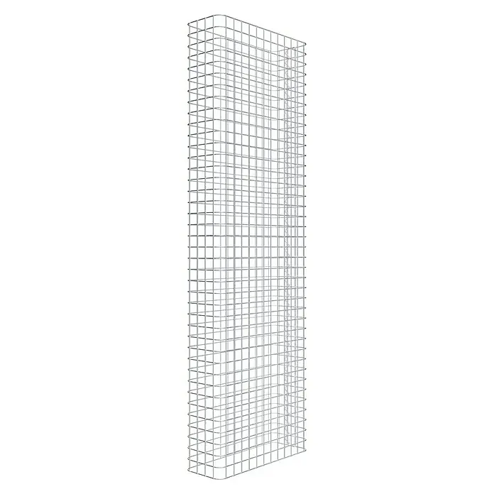 Gabiona Gabione - 62 x 22 x 200 cm, Stahl, Maschenbreite: 50 mm, Maschenhöhe: 50 mm - Ein hohes, rechteckiges Regalgestell aus weißem Metall, das zahlreiche quadratische Fächer bildet und eine moderne Ästhetik verkörpert.