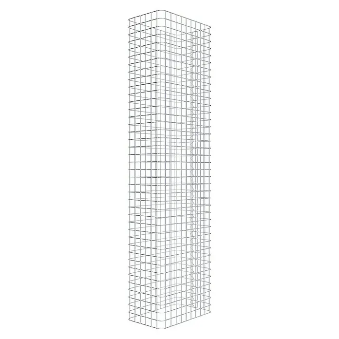 Gabiona Gabione - L x B x H: 52 x 27 x 200 cm, Stahl, Maschenbreite: 50 mm, Maschenhöhe: 50 mm - 3D-Ansicht eines rechteckigen Stahlrahmens für ein hohes Gebäude, der die strukturelle Grundlage für das Bauprojekt bildet.