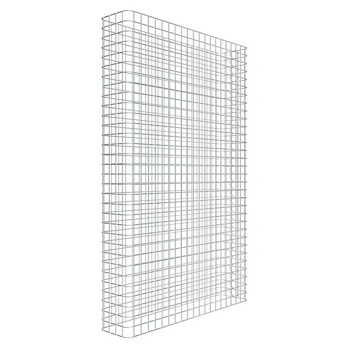 Gabiona Gabione - 102 x 22 x 160 cm, Stahl, Maschenbreite: 50 mm, Maschenhöhe: 50 mm - 3D-Darstellung eines quadratischen Raumteilers aus Metall mit einem modernen Design, ideal für Büros oder Wohnräume, um Bereiche stilvoll abzugrenzen.
