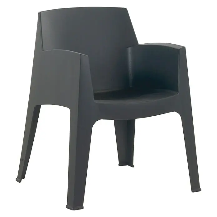 Set de muebles de jardín Master -  - Sillón de plástico gris oscuro, ideal para uso exterior, con un diseño minimalista y moderno.